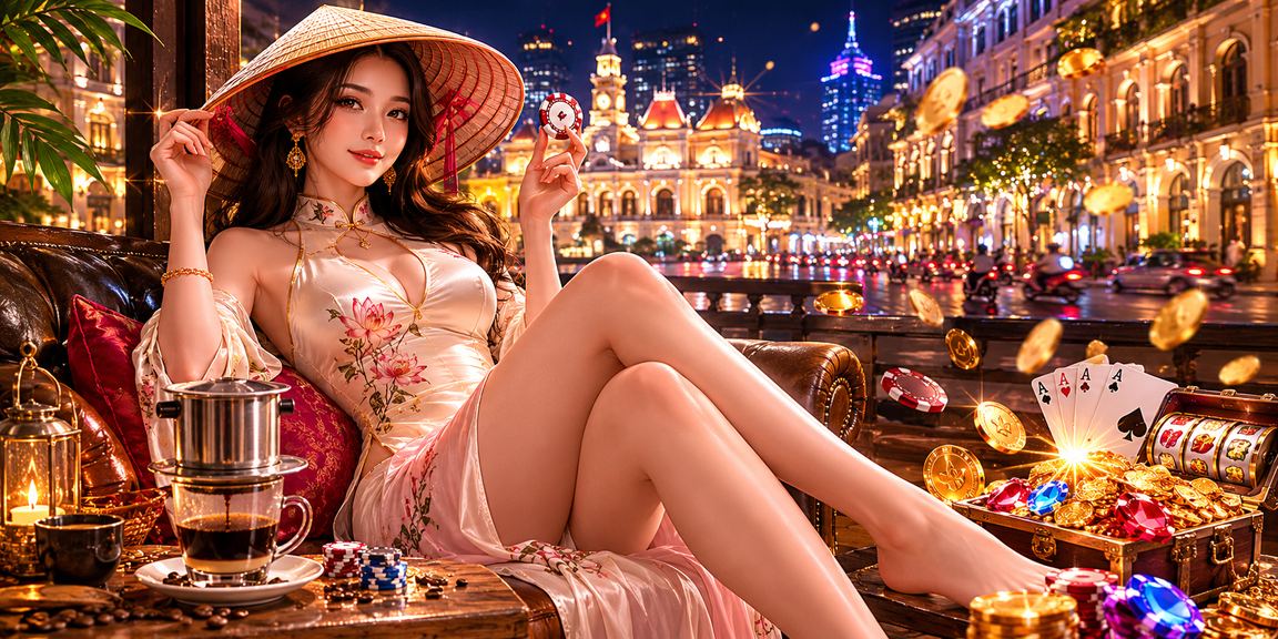 Người dùng TP.HCM sử dụng ứng dụng casino trên điện thoại với hình ảnh nón lá truyền thống Việt Nam
