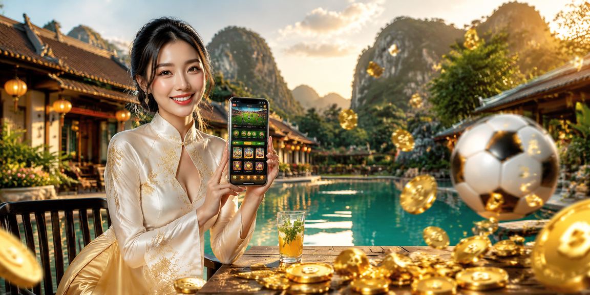 Người dùng trải nghiệm ứng dụng cá cược trên điện thoại tại Ninh Bình với trang phục áo dài truyền thống