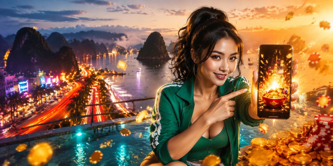 Hình ảnh cảnh đặt cược tại sòng casino Việt Nam với không khí sôi động và đèn neon rực rỡ
